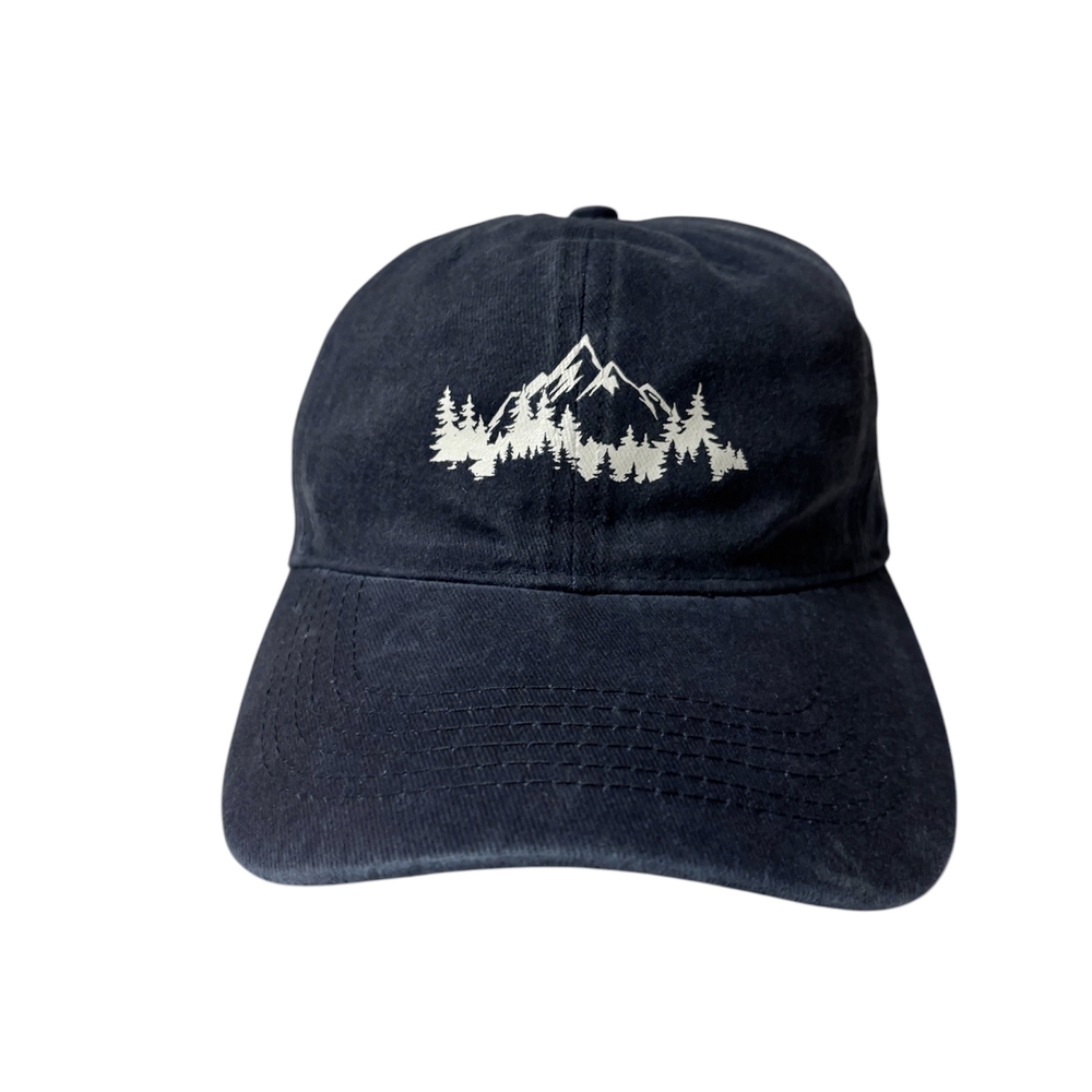 Navy Blue Cap with Mountain Design